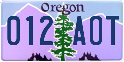 OR license plate 012AOT