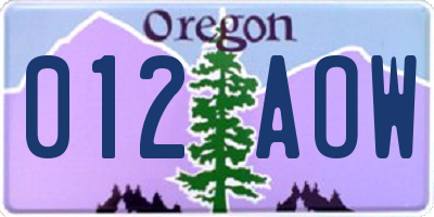 OR license plate 012AOW
