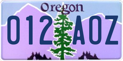 OR license plate 012AOZ