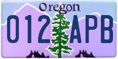 OR license plate 012APB