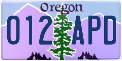 OR license plate 012APD