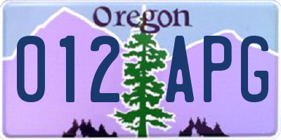OR license plate 012APG