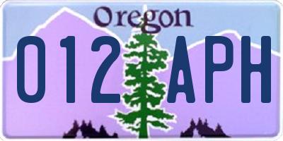 OR license plate 012APH