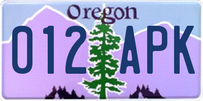 OR license plate 012APK