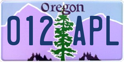 OR license plate 012APL