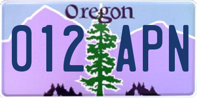 OR license plate 012APN