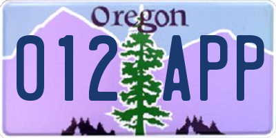 OR license plate 012APP