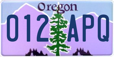 OR license plate 012APQ