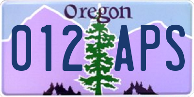 OR license plate 012APS