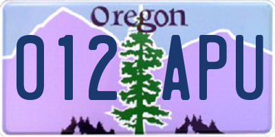 OR license plate 012APU