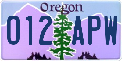 OR license plate 012APW