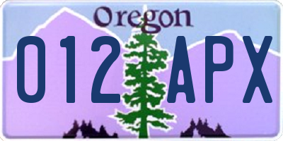 OR license plate 012APX