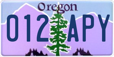 OR license plate 012APY