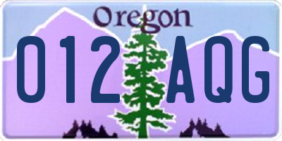 OR license plate 012AQG
