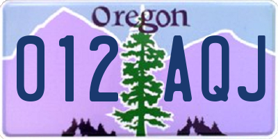 OR license plate 012AQJ
