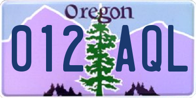 OR license plate 012AQL