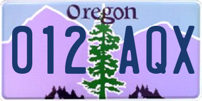 OR license plate 012AQX