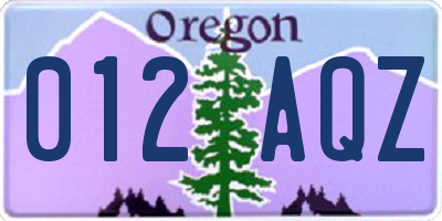 OR license plate 012AQZ