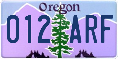 OR license plate 012ARF