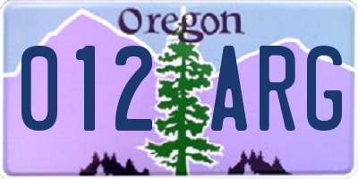 OR license plate 012ARG