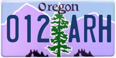 OR license plate 012ARH