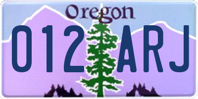 OR license plate 012ARJ