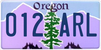 OR license plate 012ARL