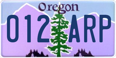 OR license plate 012ARP