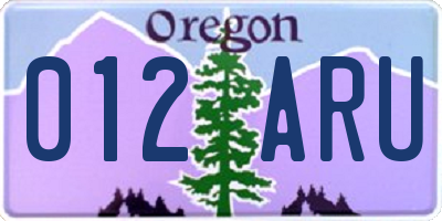 OR license plate 012ARU