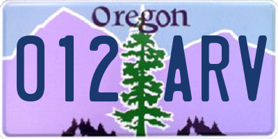 OR license plate 012ARV