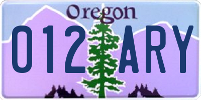 OR license plate 012ARY