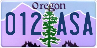 OR license plate 012ASA