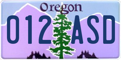 OR license plate 012ASD
