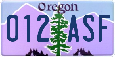 OR license plate 012ASF