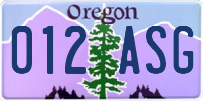OR license plate 012ASG