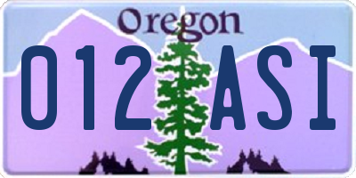 OR license plate 012ASI