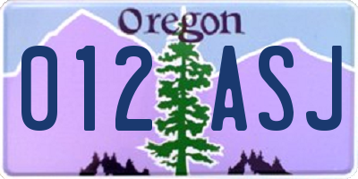 OR license plate 012ASJ