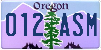 OR license plate 012ASM