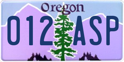 OR license plate 012ASP