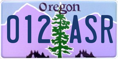 OR license plate 012ASR