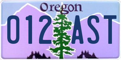 OR license plate 012AST