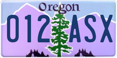 OR license plate 012ASX