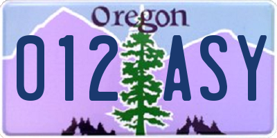 OR license plate 012ASY