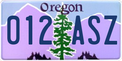 OR license plate 012ASZ