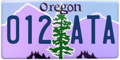 OR license plate 012ATA