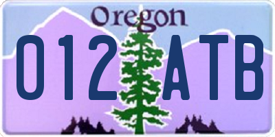 OR license plate 012ATB