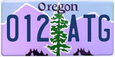 OR license plate 012ATG