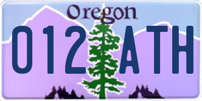 OR license plate 012ATH