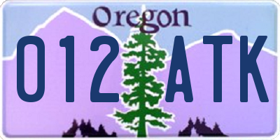 OR license plate 012ATK