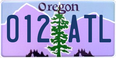 OR license plate 012ATL